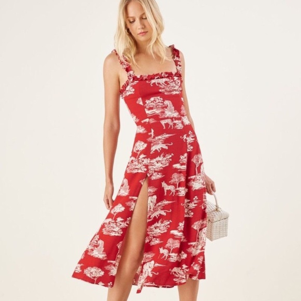 Reformation Arielle Midi Dress in Wildlife print